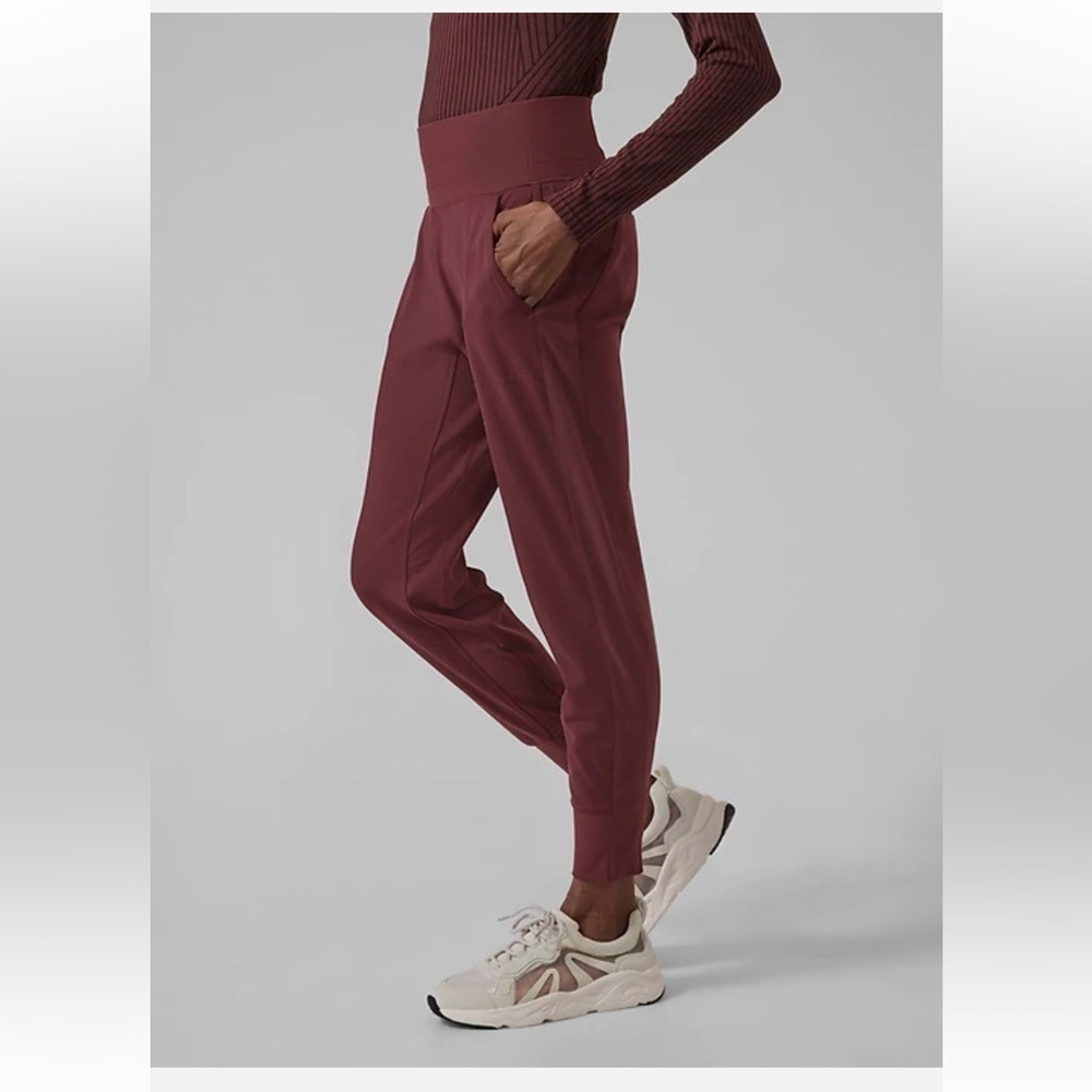 Like New Athleta Burgundy Track Pants - Picture 3 of 11